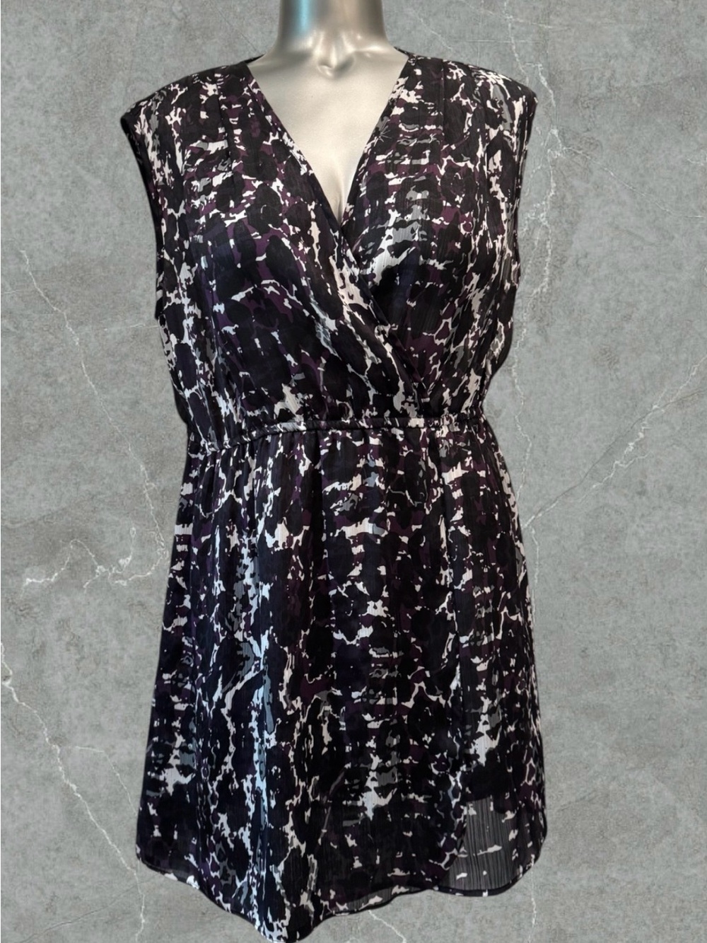 $10 Add-on | Black White & Deep Purple Printed Wrap-Style Tunic